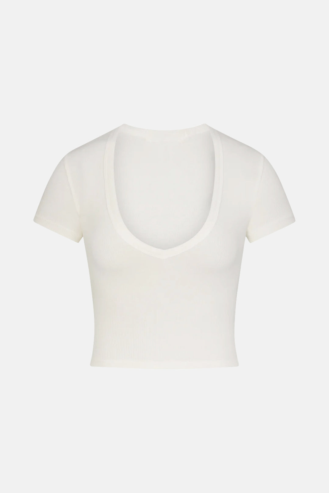 Short Sleeve V-Neck Baby Tee Cream