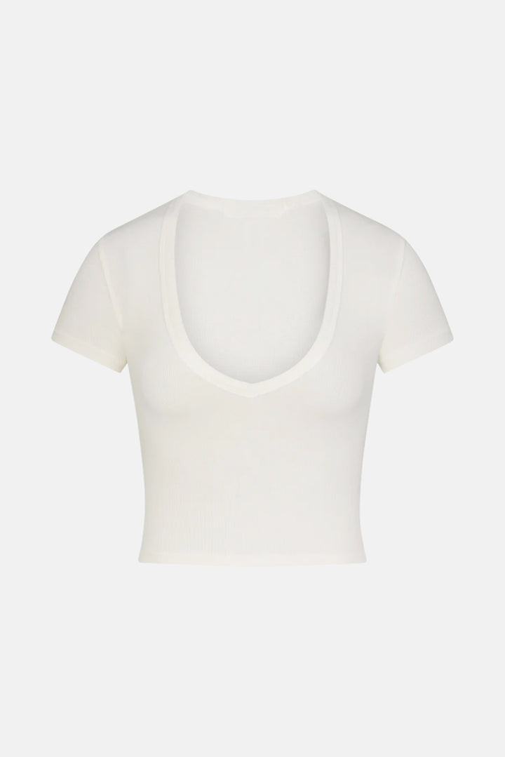 Short Sleeve V-Neck Baby Tee Cream
