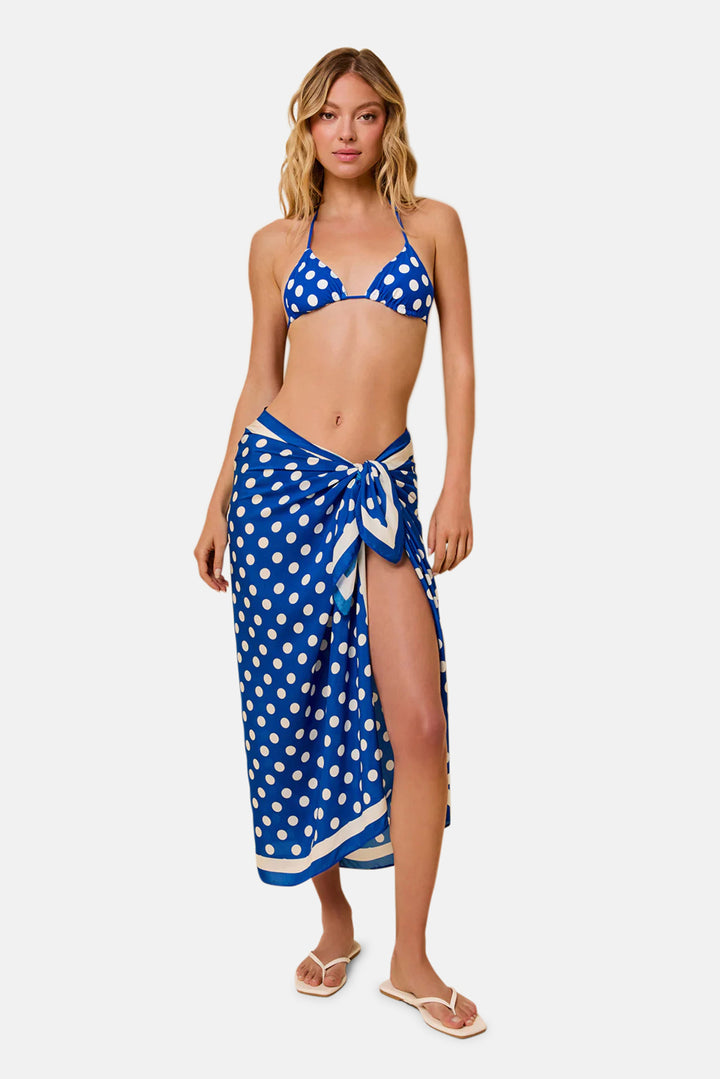 Silk Blend Pareo Olympian Blue Polka Dot