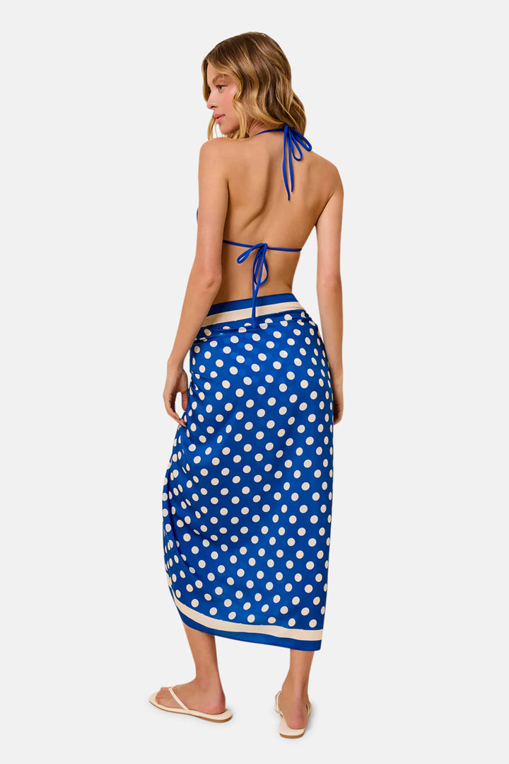 Silk Blend Pareo Olympian Blue Polka Dot