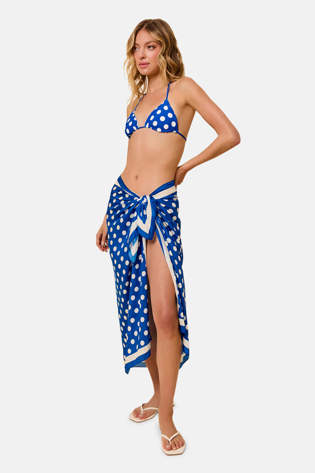 Silk Blend Pareo Olympian Blue Polka Dot