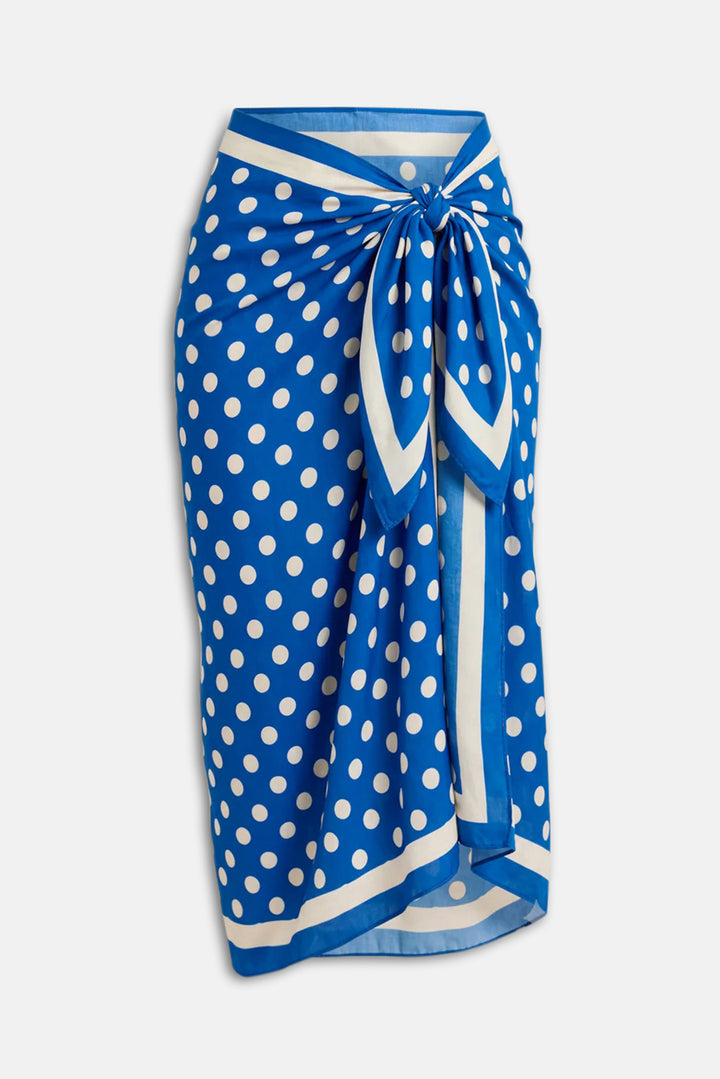 Silk Blend Pareo Olympian Blue Polka Dot