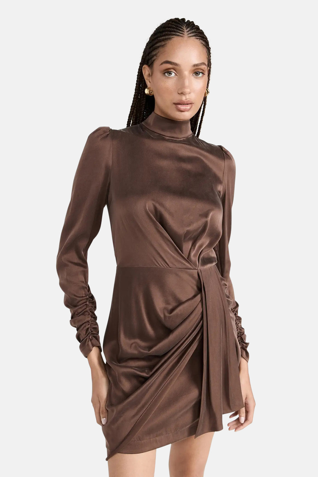 Zimmerman Silk Drape Dress Chocolate blueandcream Zimmerman Silk Drape Dress Chocolate blueandcream