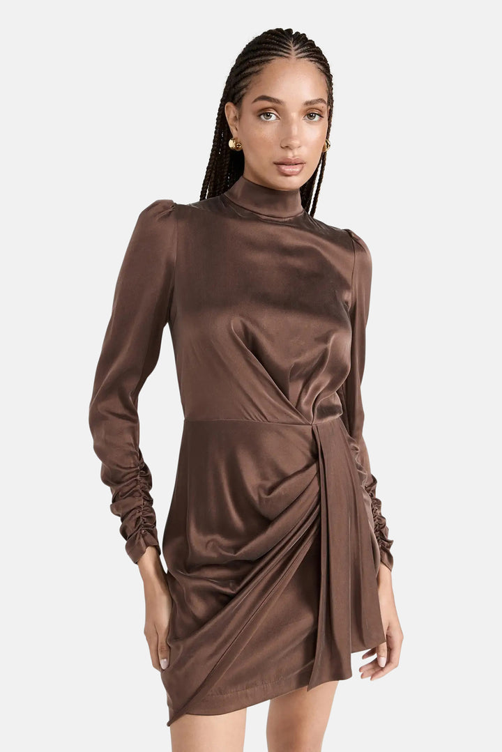 Silk Drape Dress Chocolate