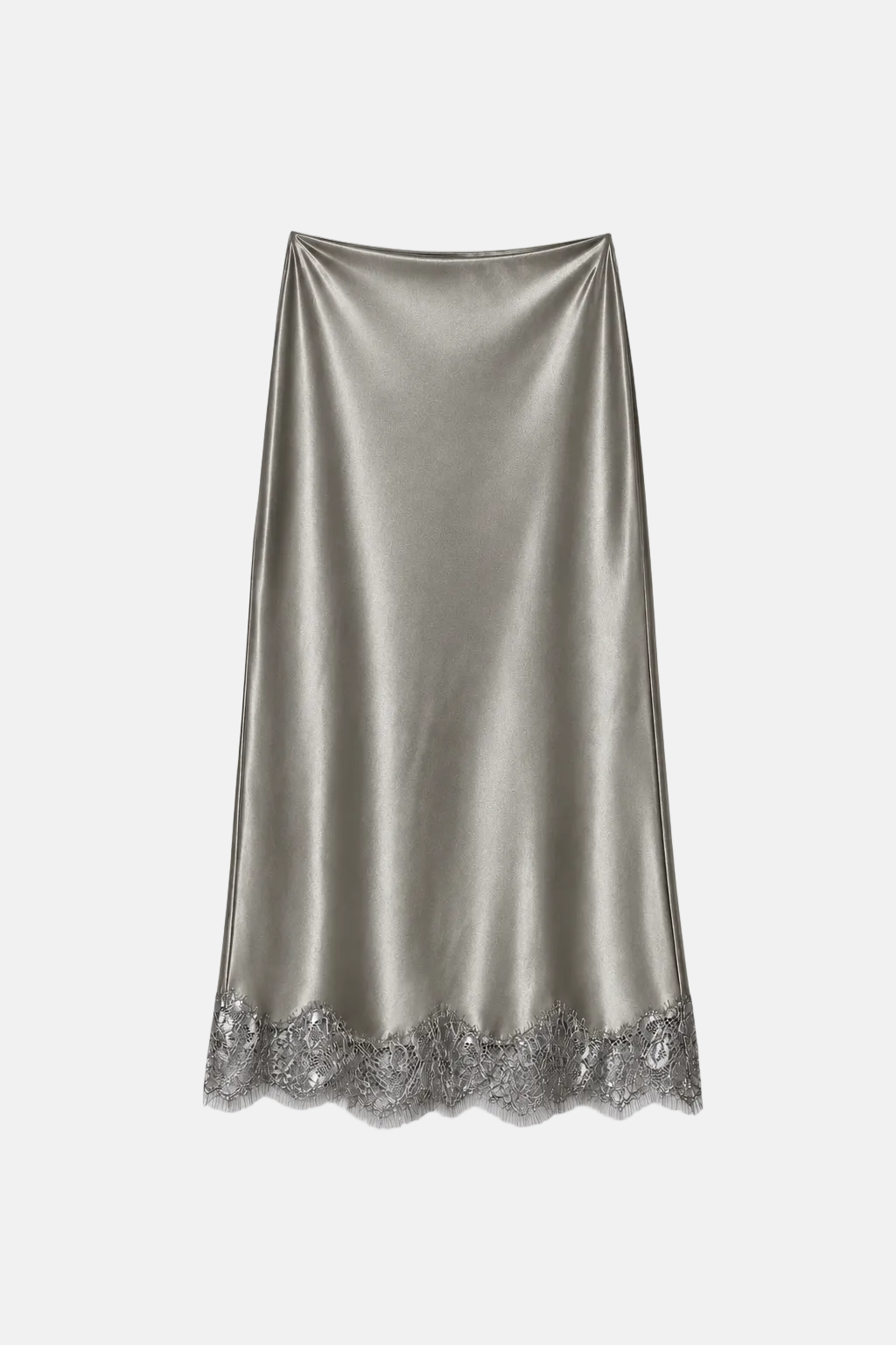 Janella Silk-Blend Midi Slip Skirt Pewter Sky