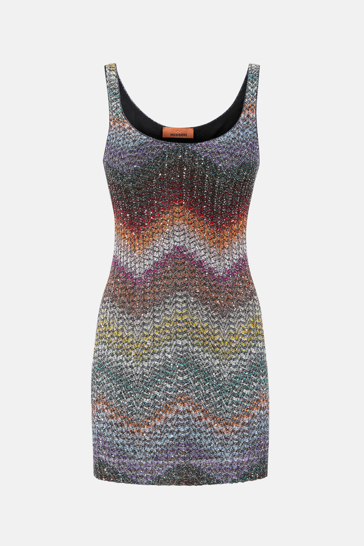 Sleeveless Short Dress Multi Dark