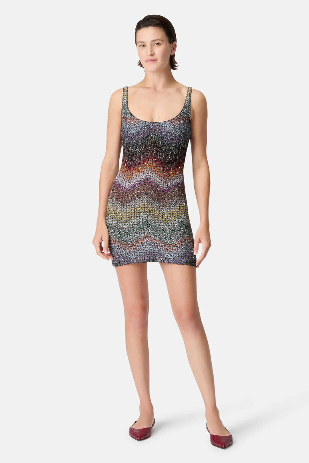 Sleeveless Short Dress Multi Dark