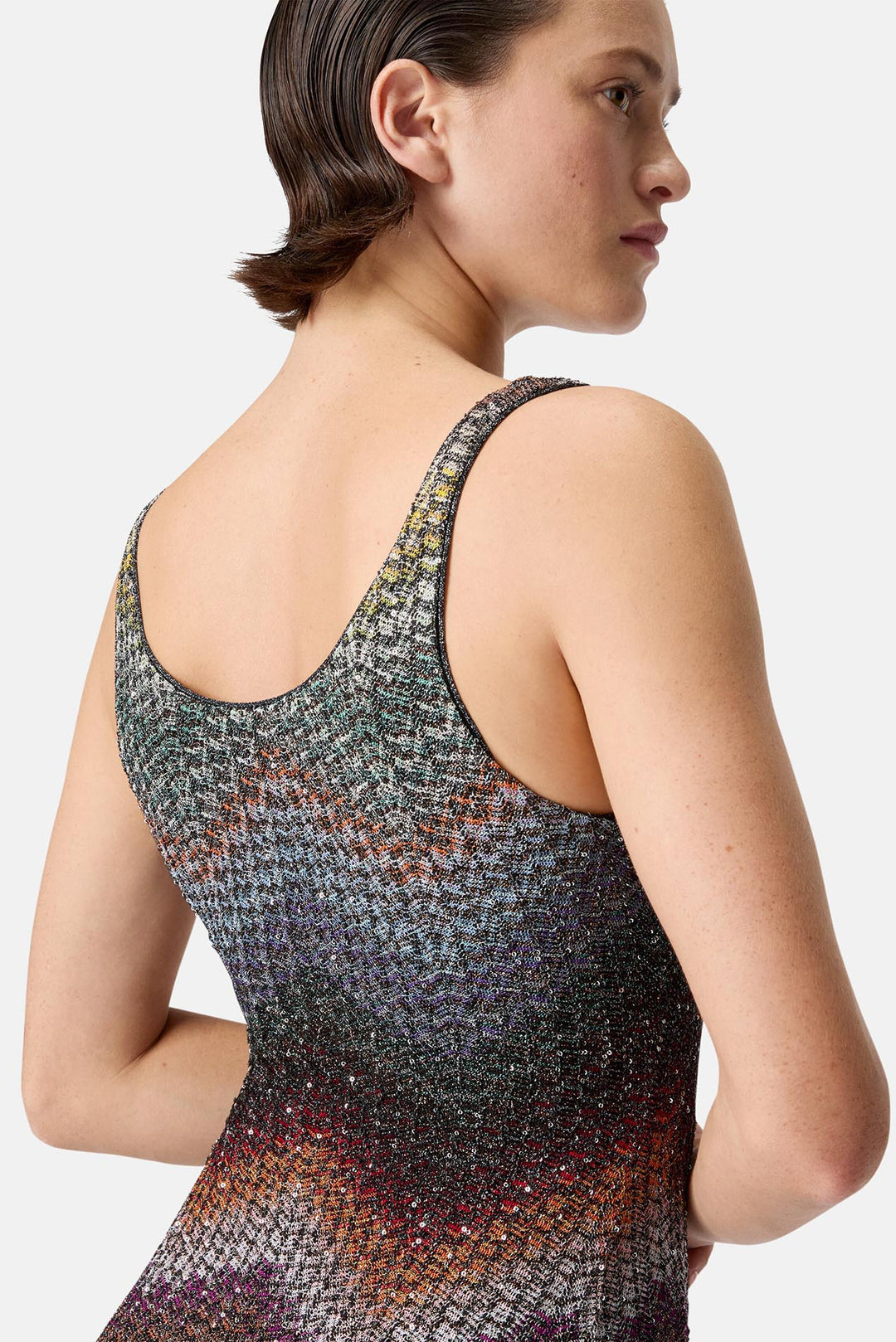 Sleeveless Short Dress Multi Dark