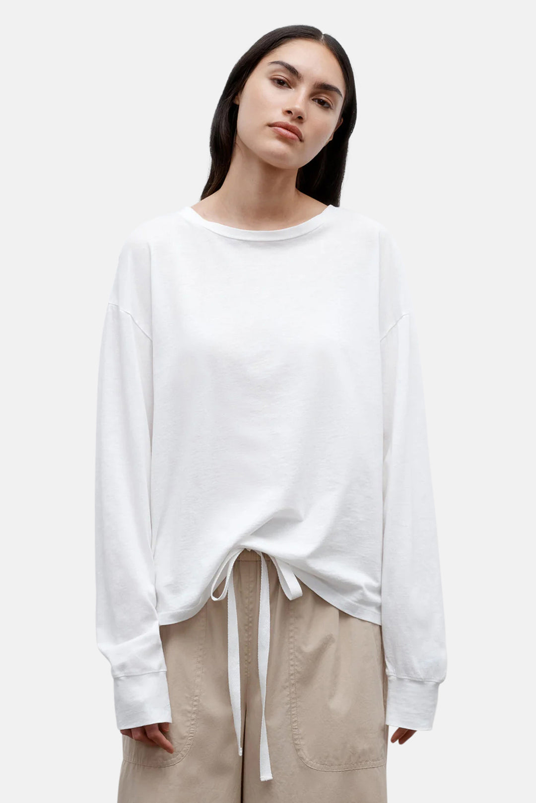 Slouchy Long Sleeve In Supima Cottom White