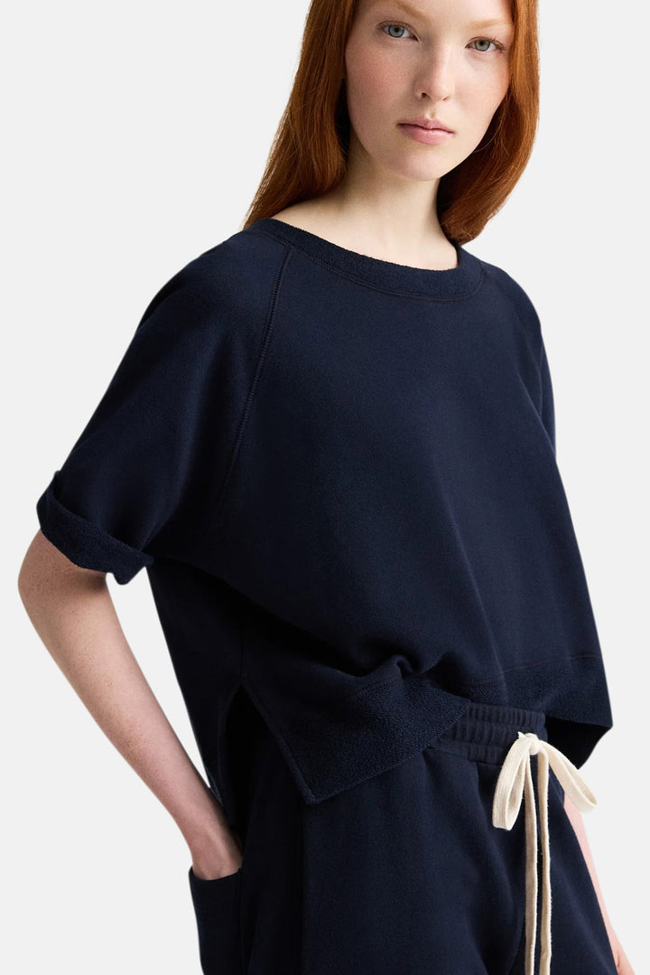 Slouchy Rolled Tee In Midnight