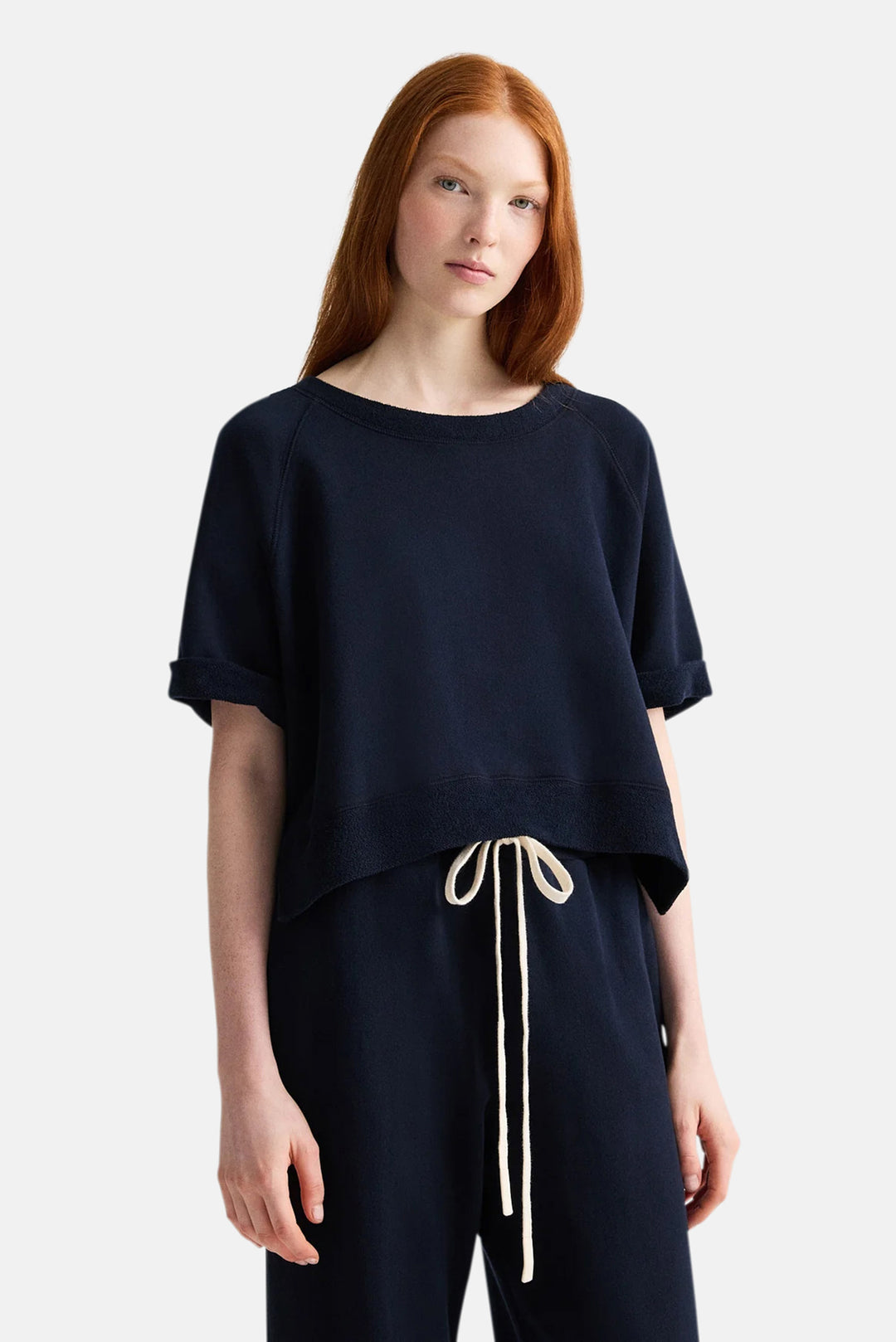 Slouchy Rolled Tee In Midnight