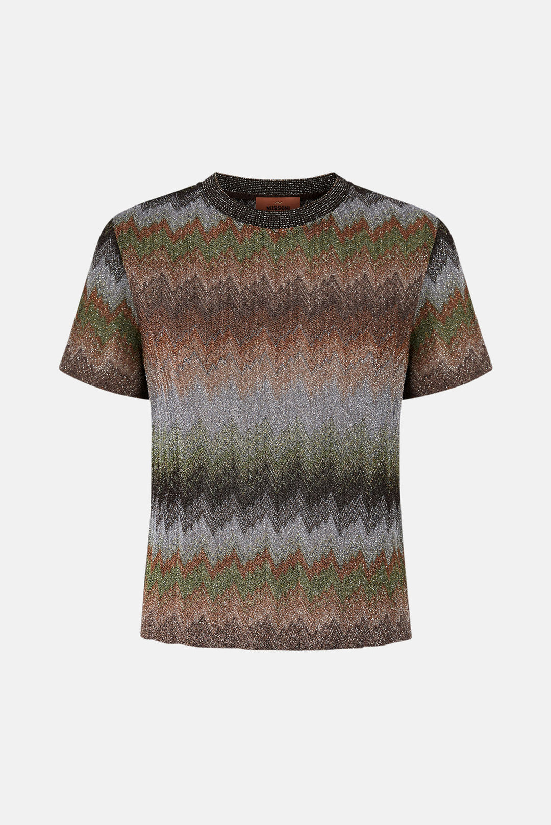 Snake-Pattern Crewneck T-Shirt Green & Brown