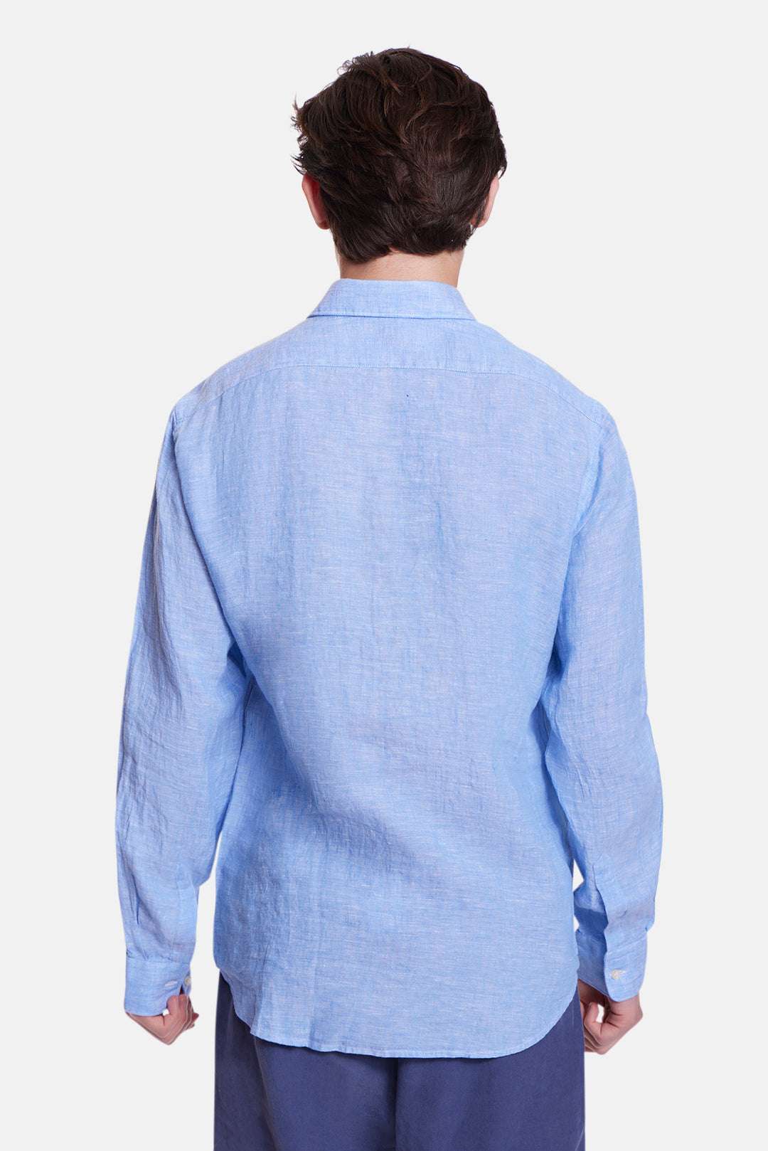 Soft Linen Button Up Shirt Blue