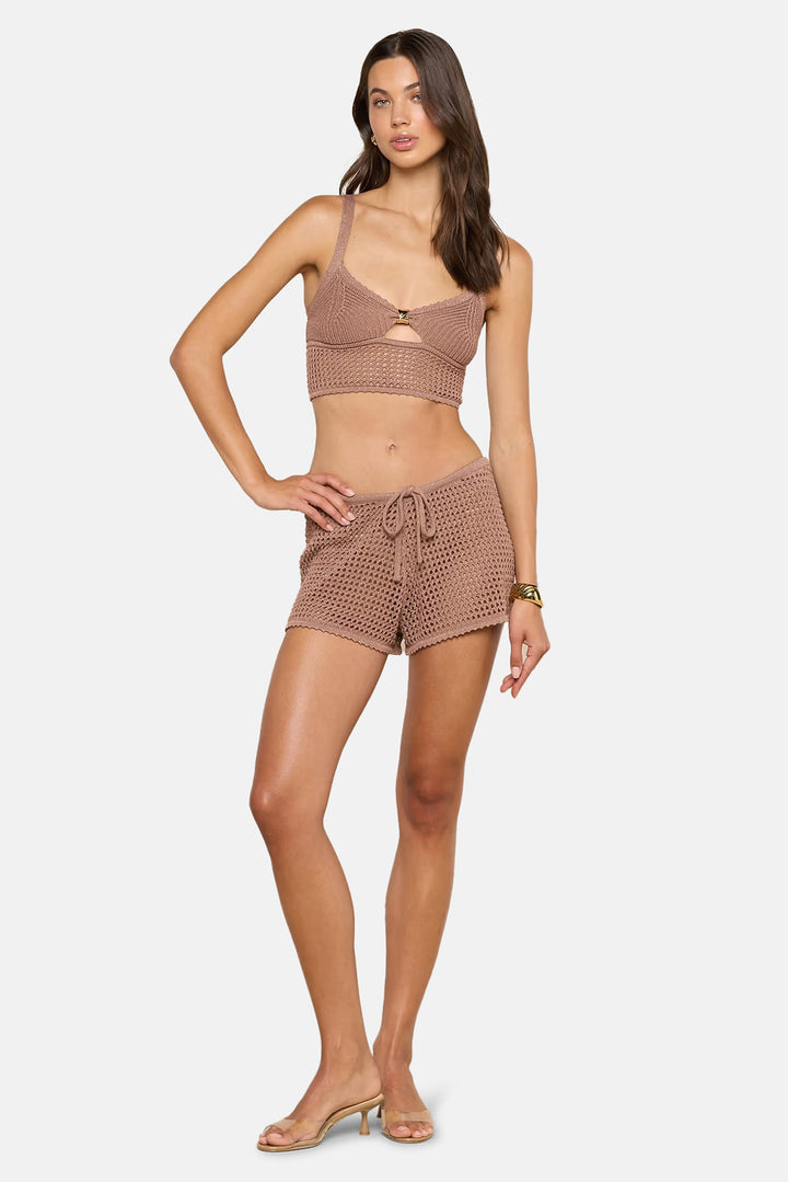 Solan Pointelle Knit Short Hazelnut