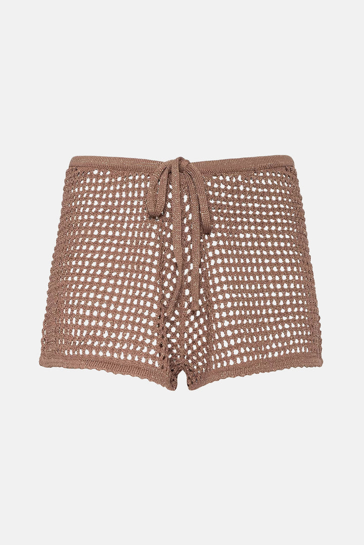 Solan Pointelle Knit Short Hazelnut