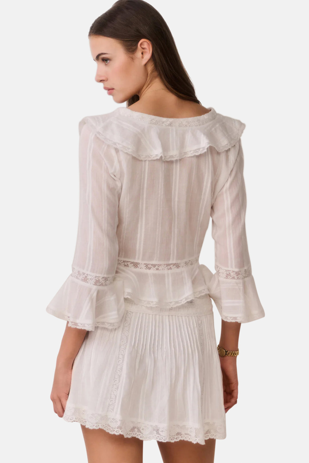 Solena Cotton Victorian Mini Skirt White