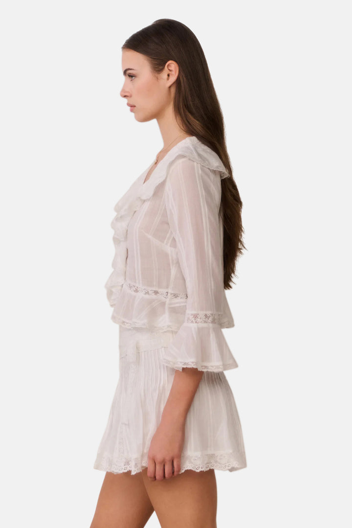 Solena Cotton Victorian Mini Skirt White