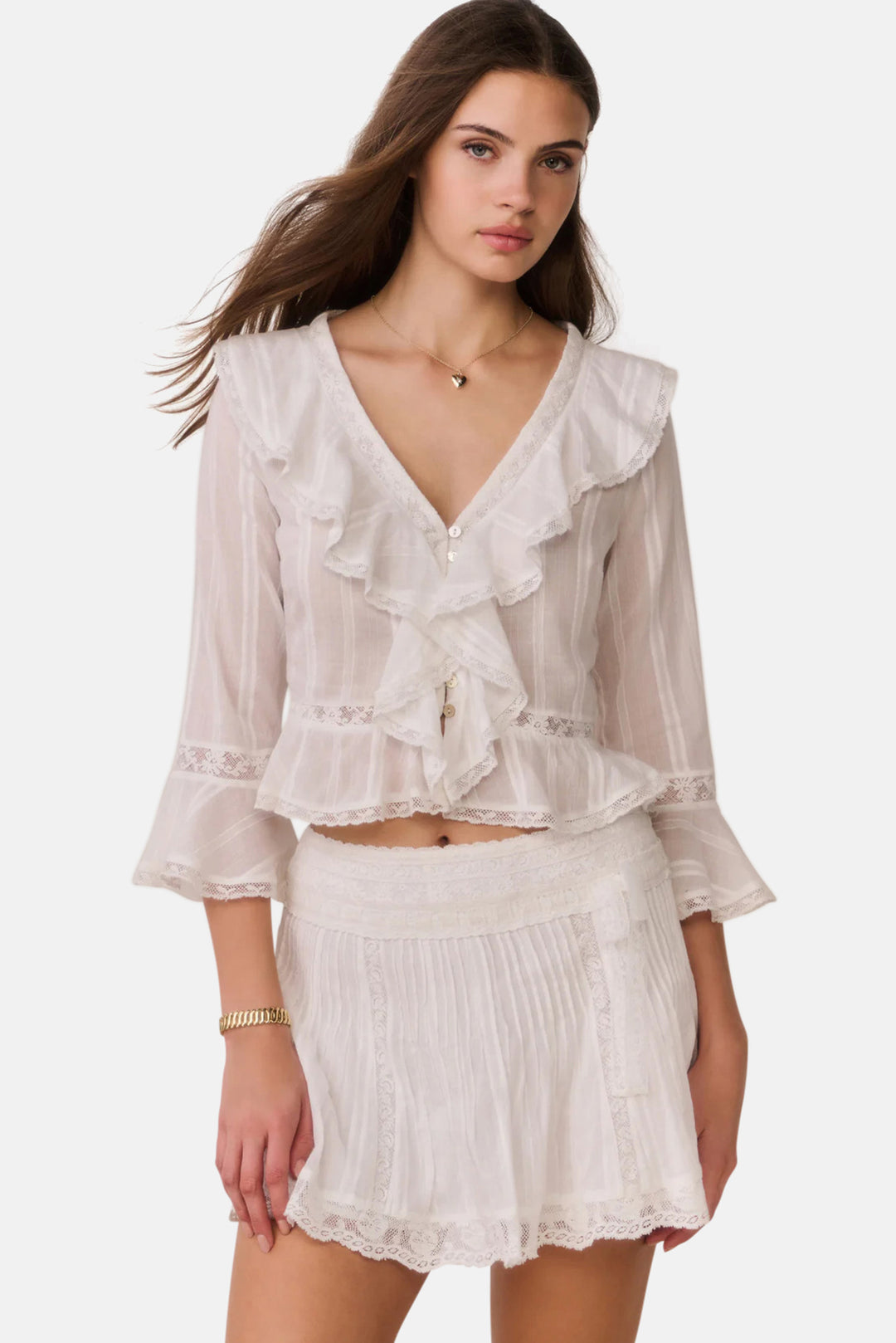 Solena Cotton Victorian Mini Skirt White