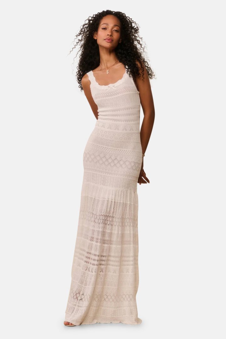 Solenne Fine Pointelle Maxi Dress Light Chai