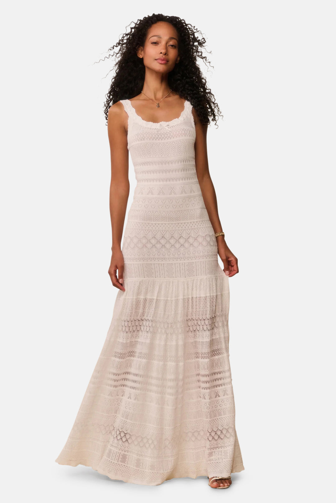 Solenne Fine Pointelle Maxi Dress Light Chai