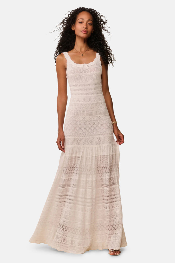 Solenne Fine Pointelle Maxi Dress Light Chai