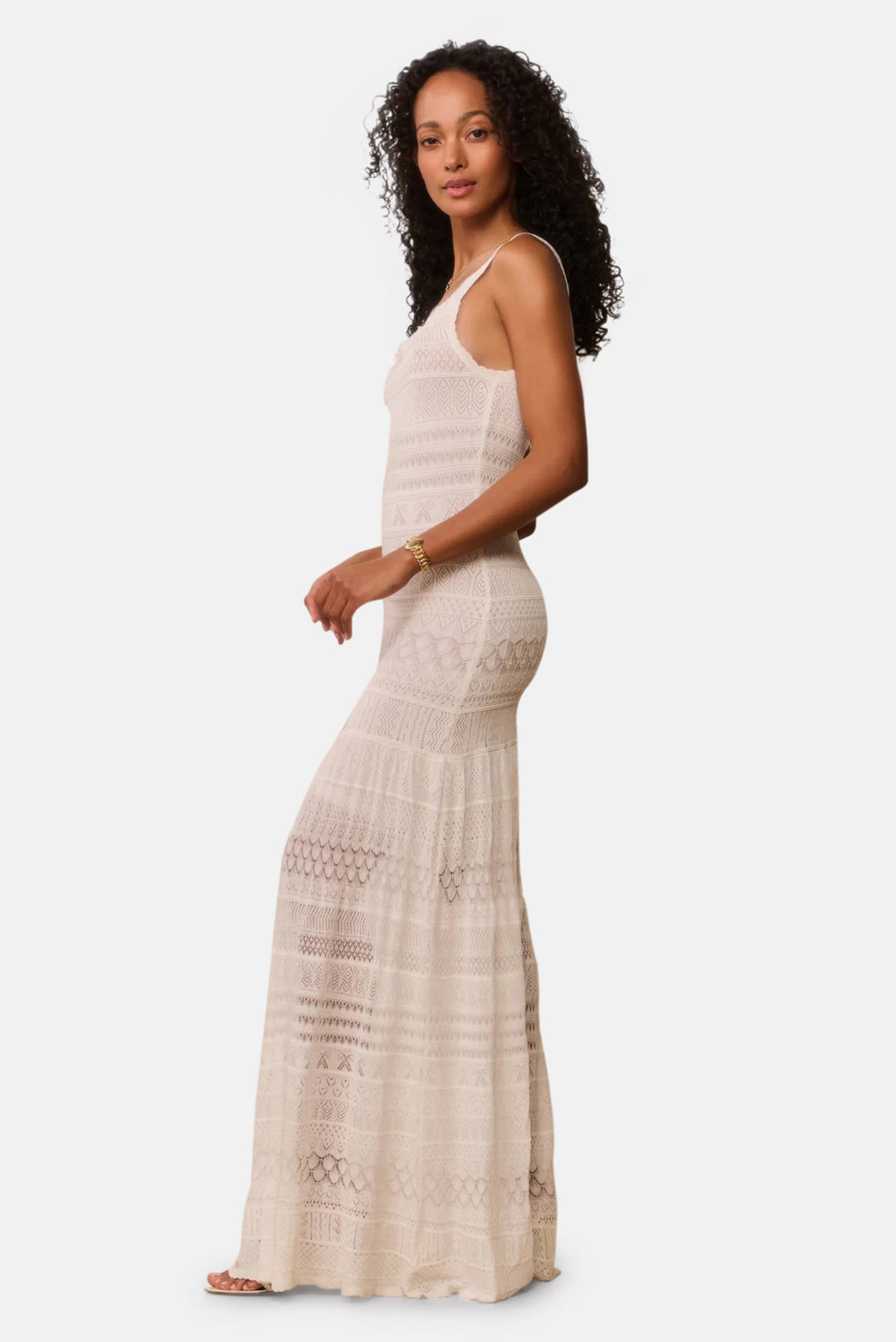 Solenne Fine Pointelle Maxi Dress Light Chai
