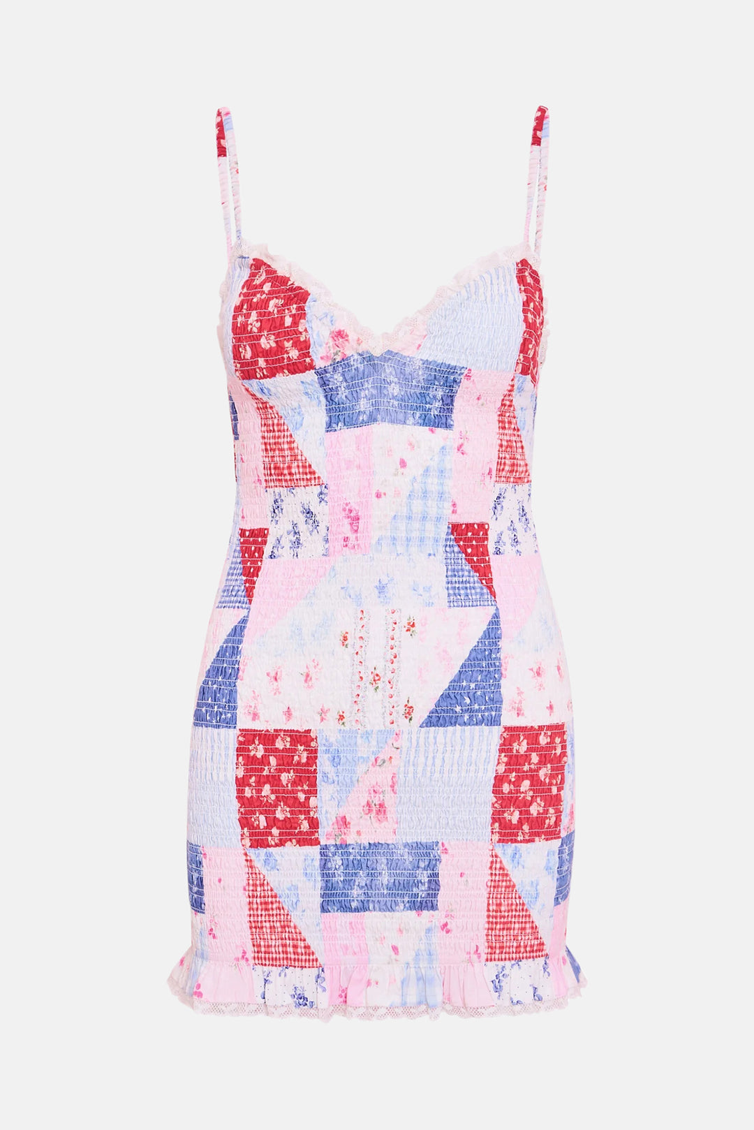 Solier Patchwork Print Mini Dress Blueberry Sundae