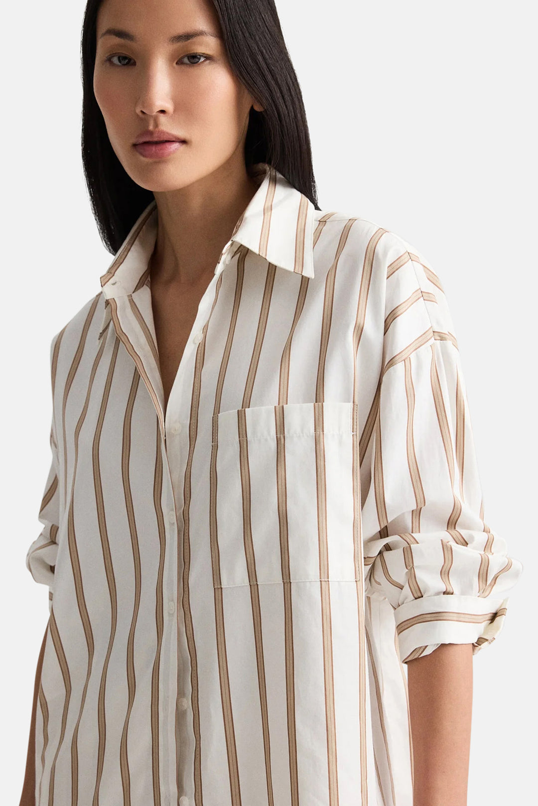 Something Borrowed Shirt in White/Khaki