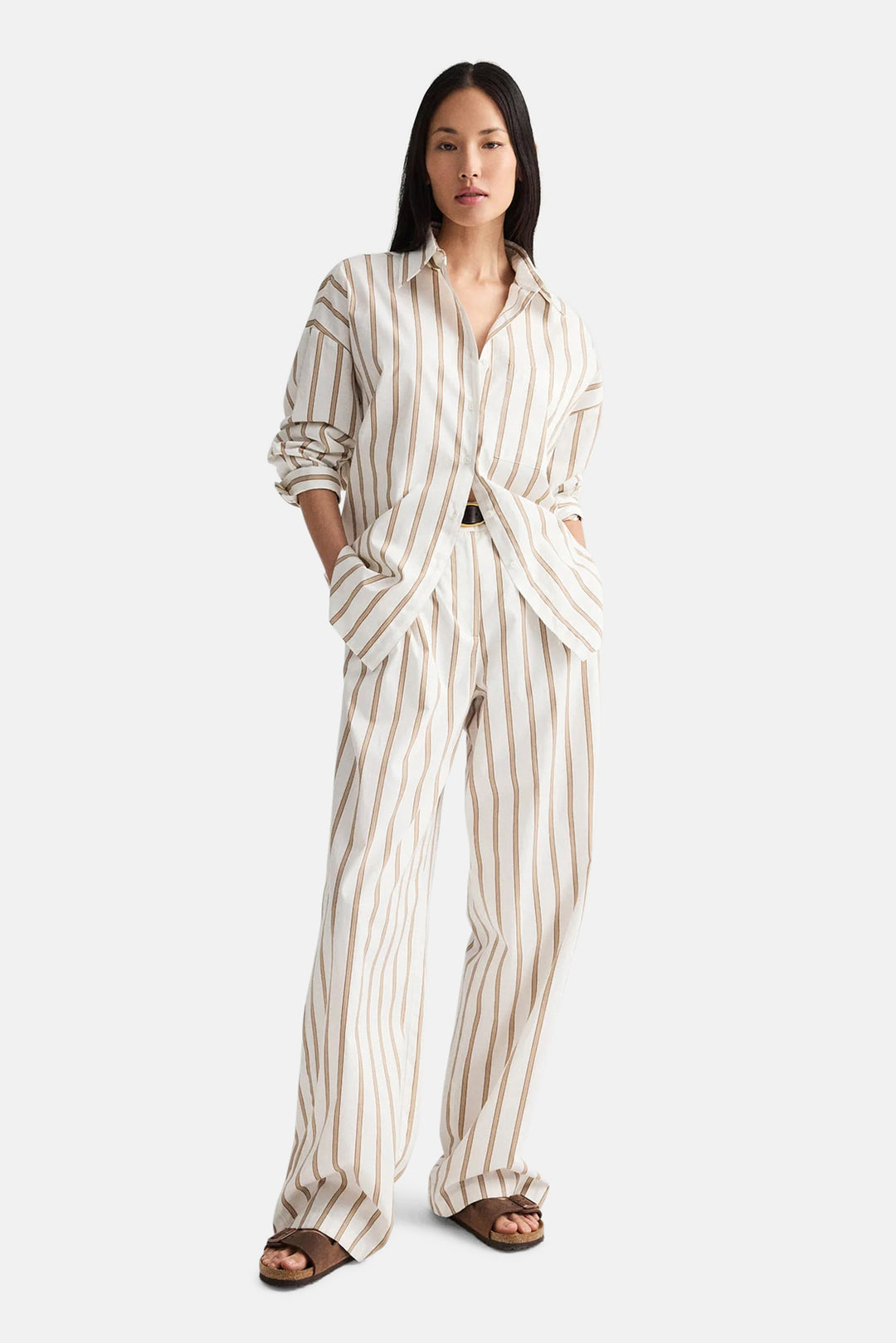 Something Borrowed Shirt in White/Khaki