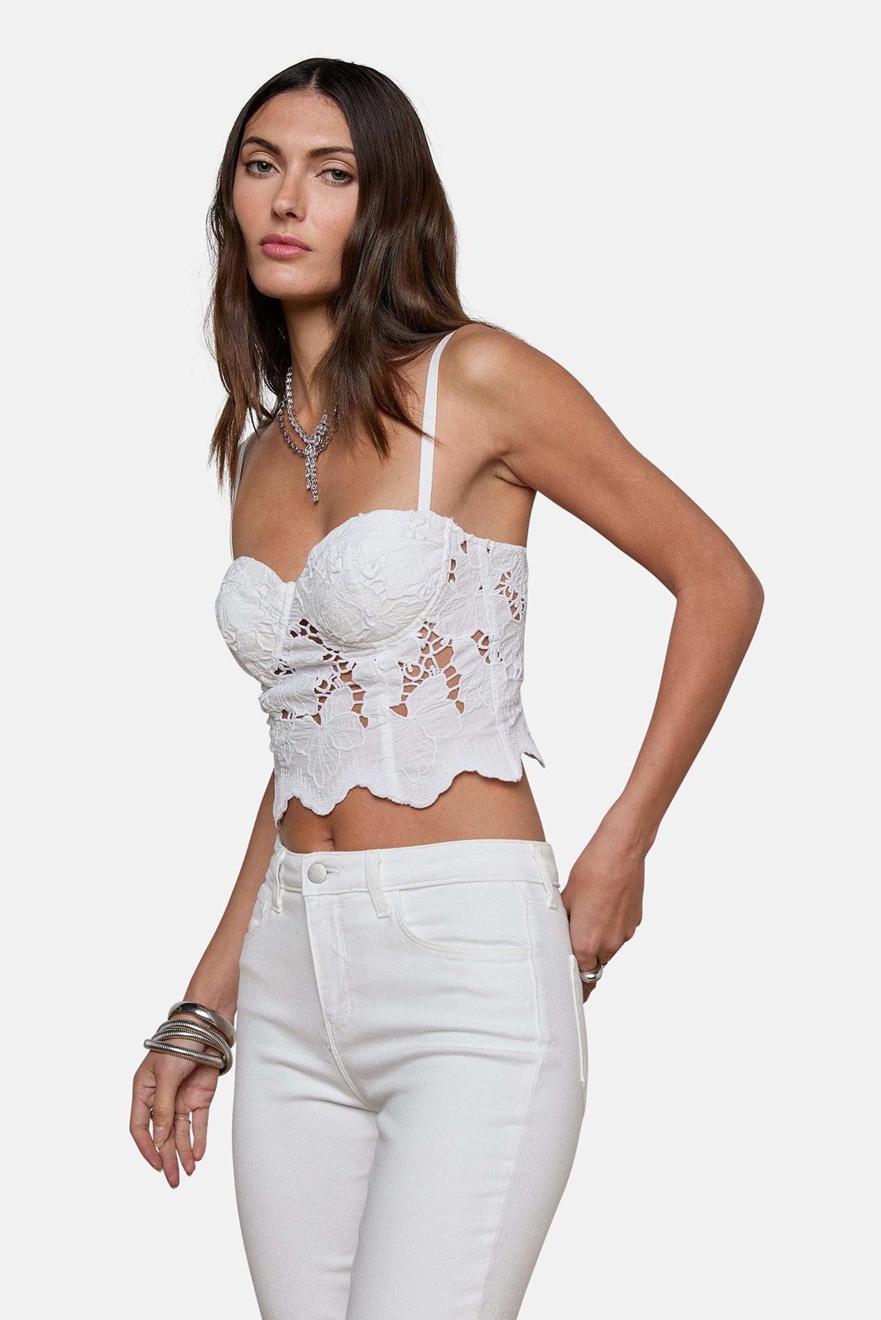 L'Agence Sonya Lace Bustier White – blueandcream
