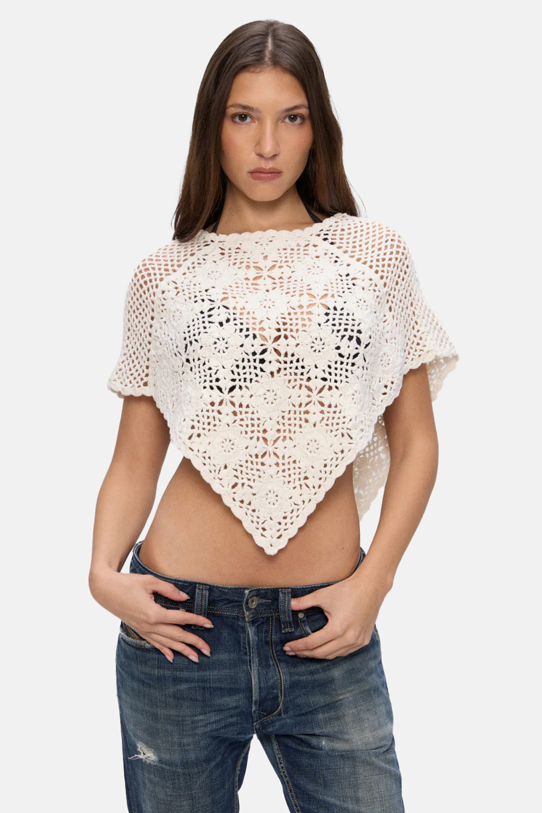 Sophie Crochet Poncho Soft Sand