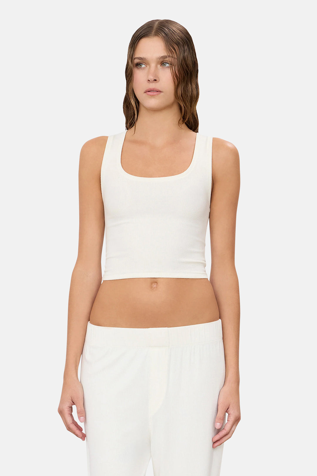 Square Neck Tank Cream (Butter Rib)
