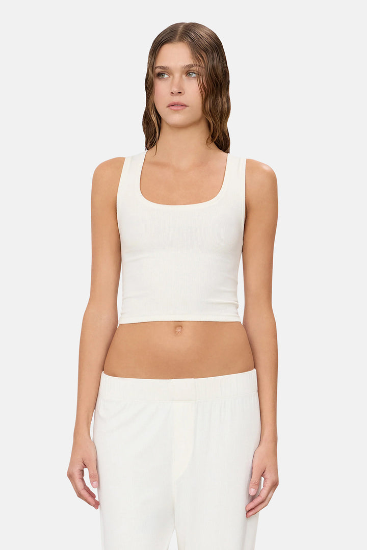 Square Neck Tank Cream (Butter Rib)