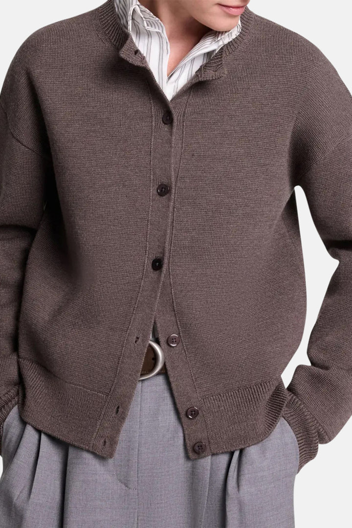 Stay Awhile Cardigan in Wool Turkish Coffee