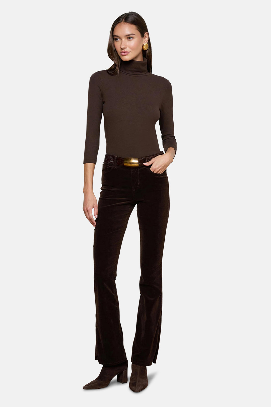 Stevie High Rise Straight Coffee Bean