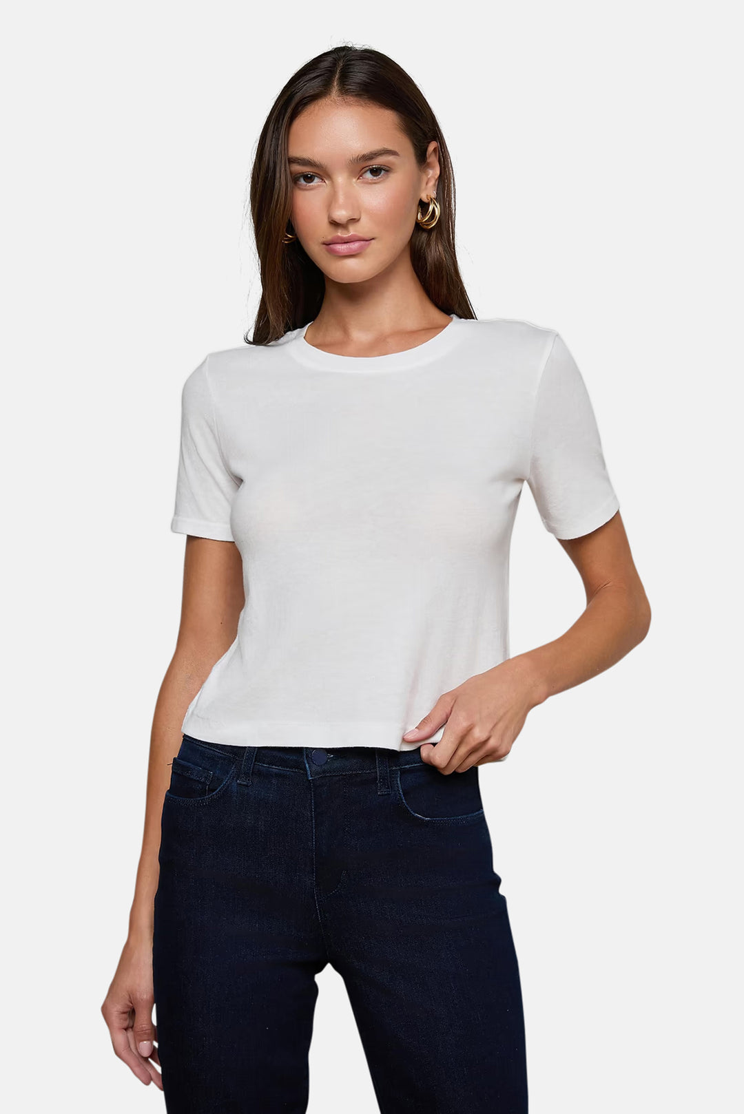 Stormy Cropped Cotton Tee White