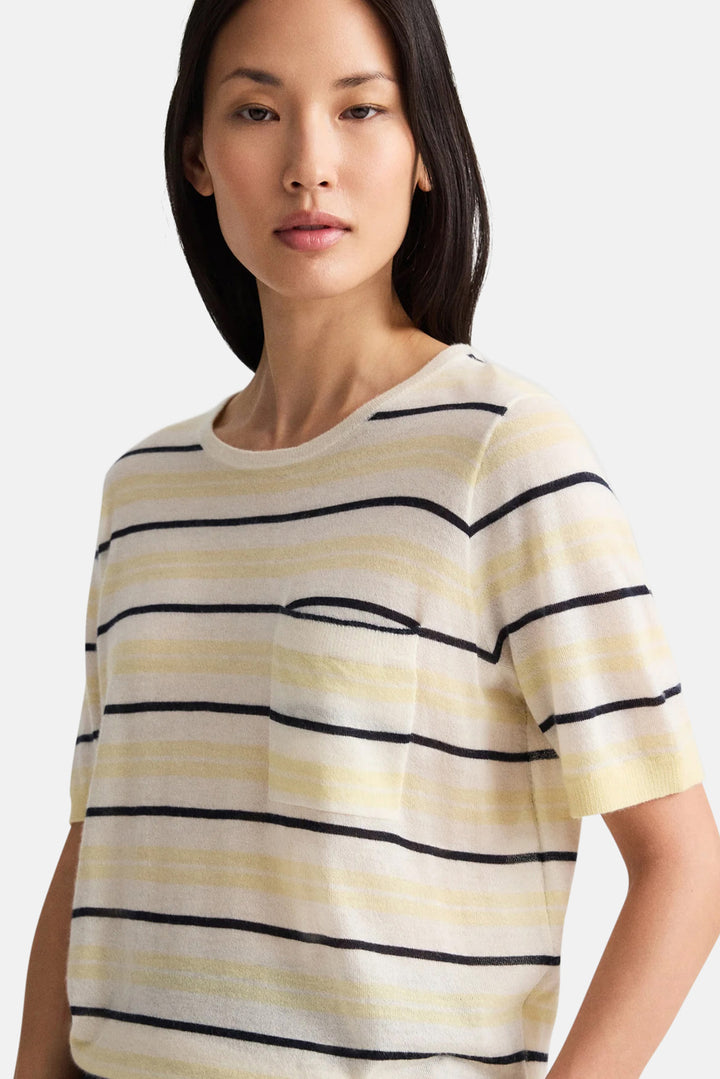 Striped Short Sleeve Tee In Cashmere Ivory Multi