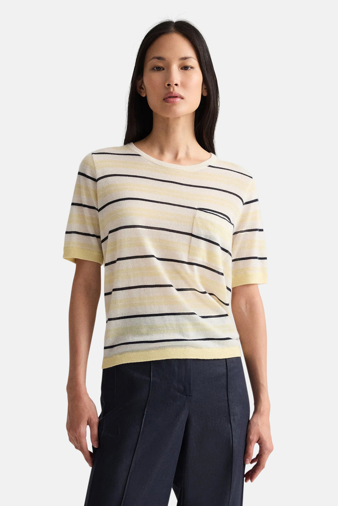 Striped Short Sleeve Tee In Cashmere Ivory Multi