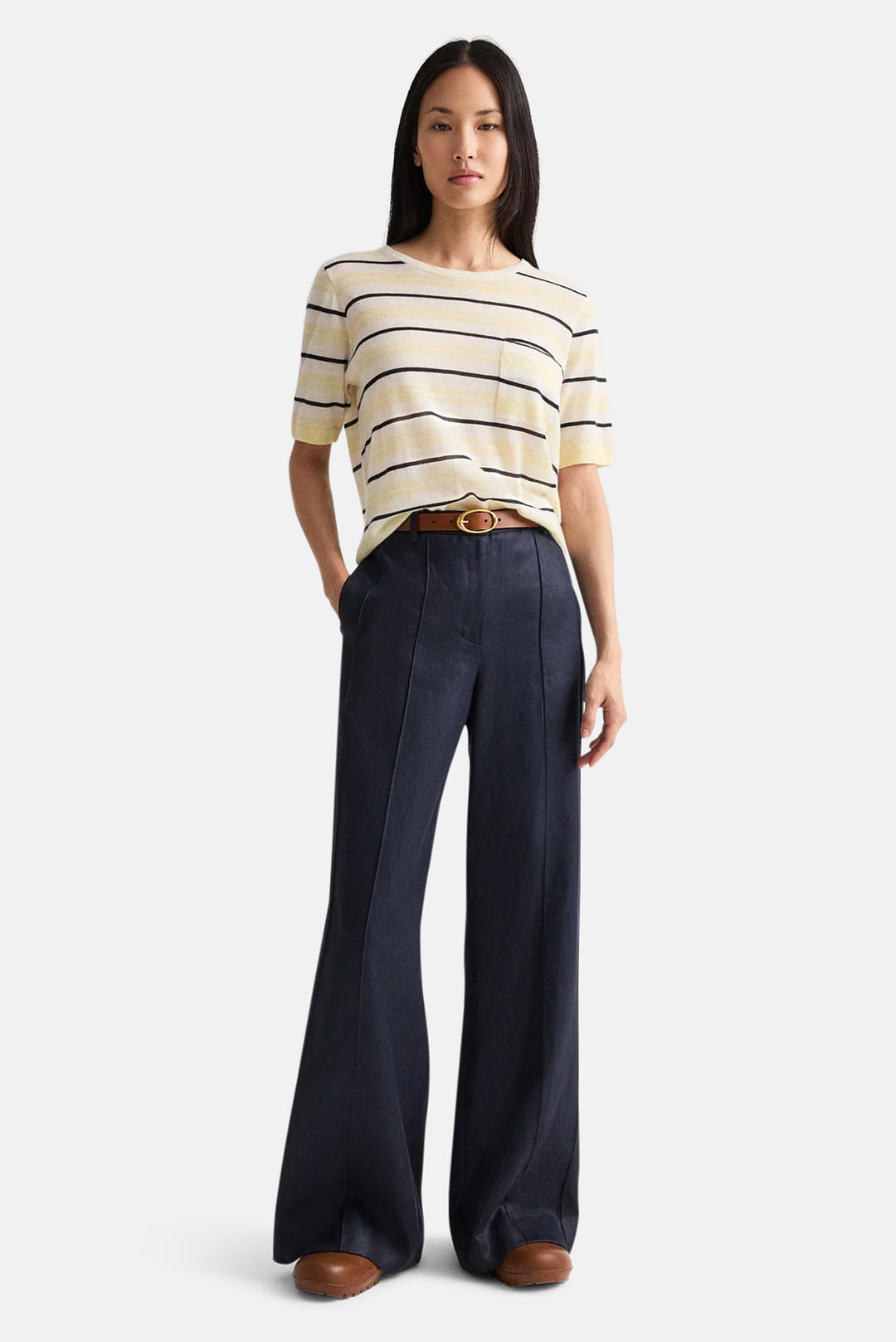 Striped Short Sleeve Tee In Cashmere Ivory Multi