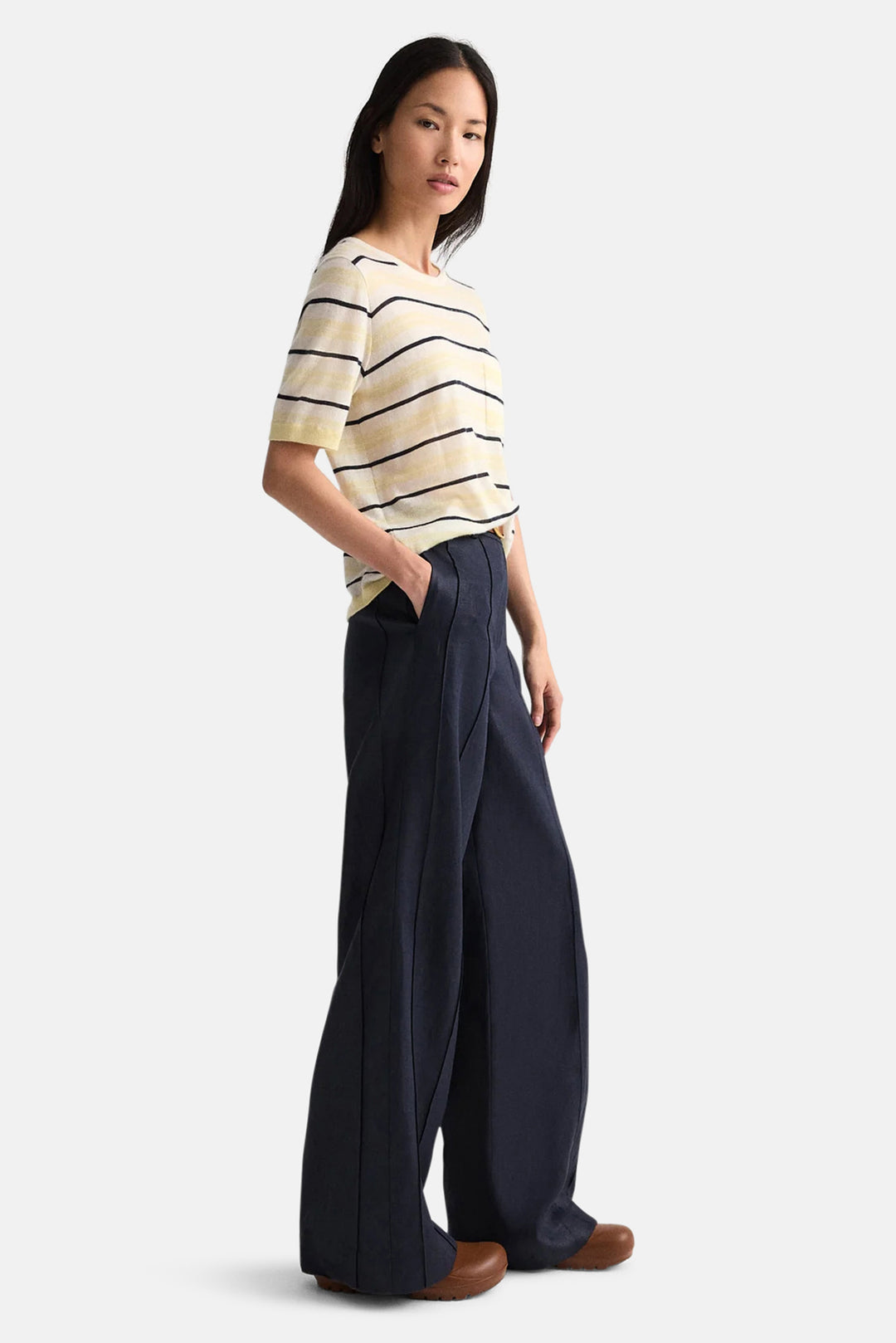Striped Short Sleeve Tee In Cashmere Ivory Multi