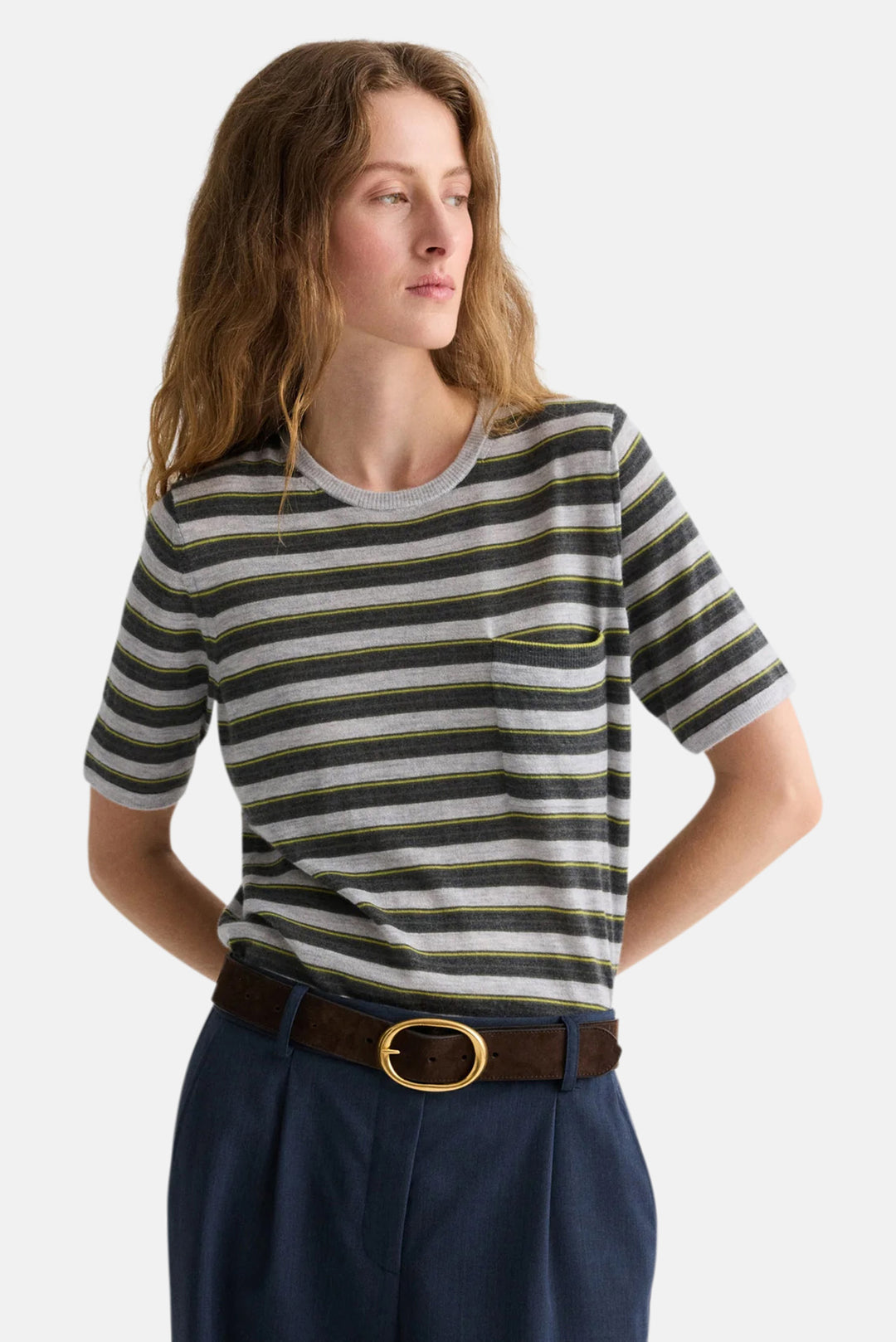 Striped True Crewneck in Beetle Multi