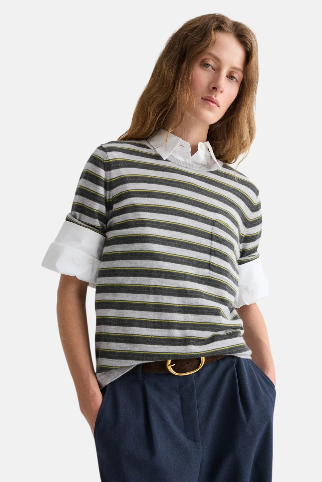 Striped True Crewneck in Beetle Multi