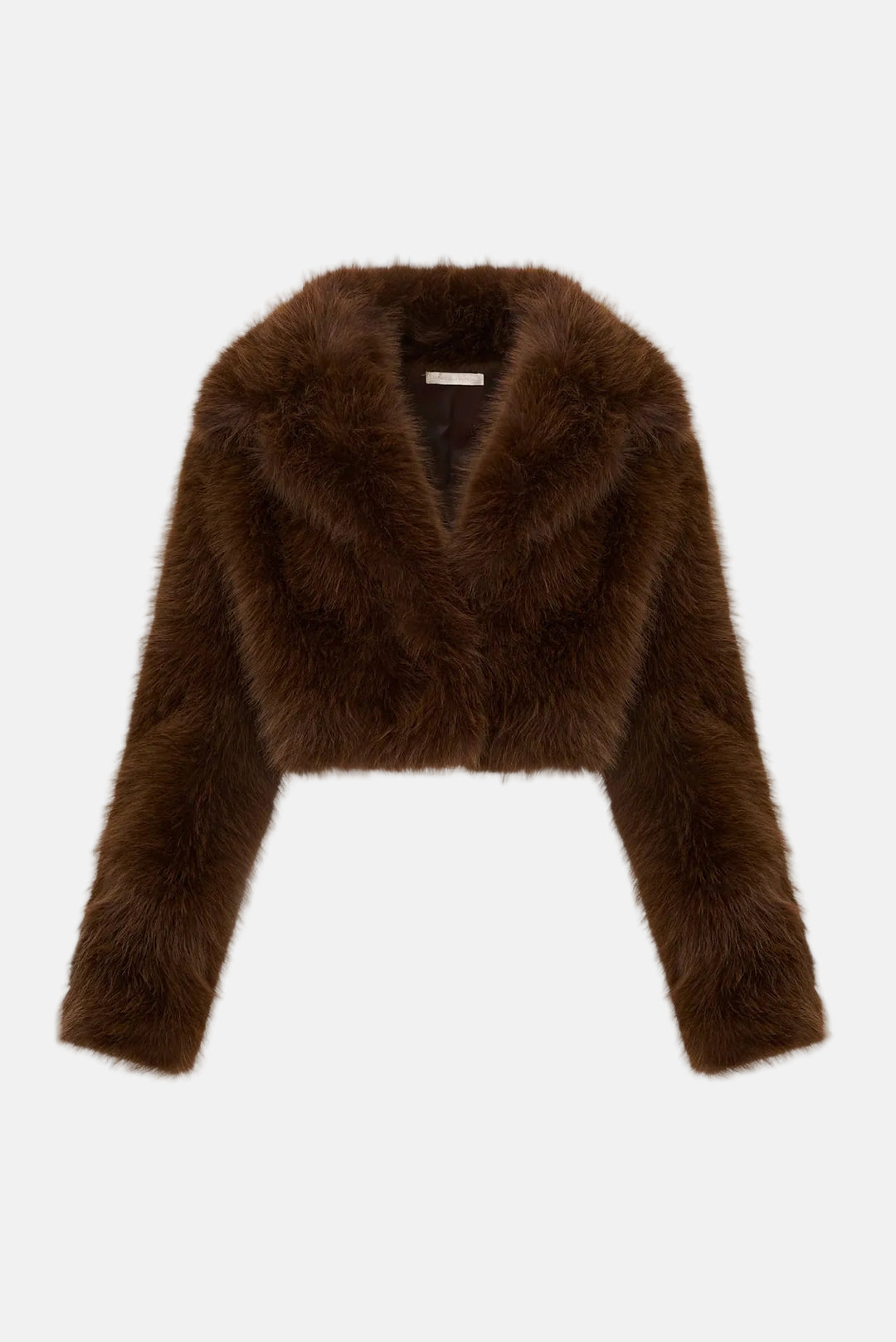 Stroma Cropped Faux Fur Jacket Brownstone