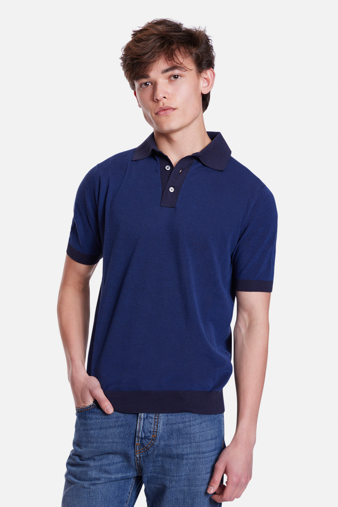 Sublime Cotton Waffle Polo Blue