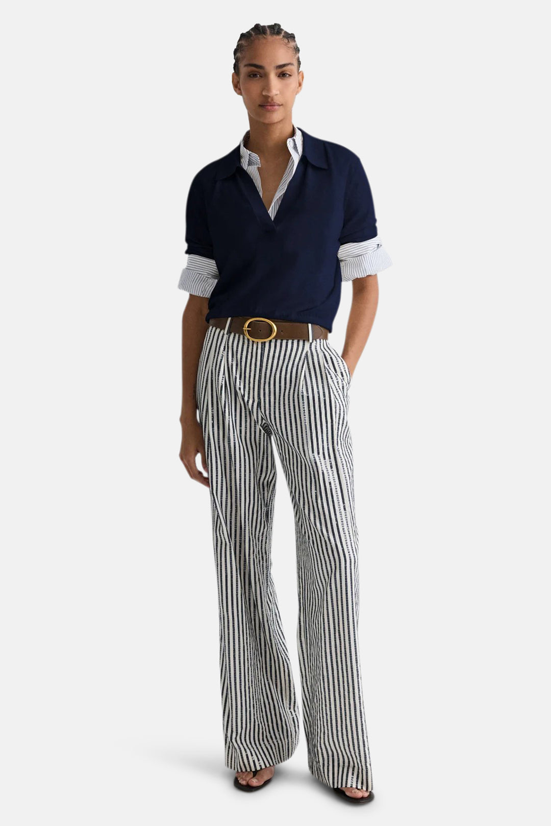 Sulli Trouser in Clear Sequin Indigo/White