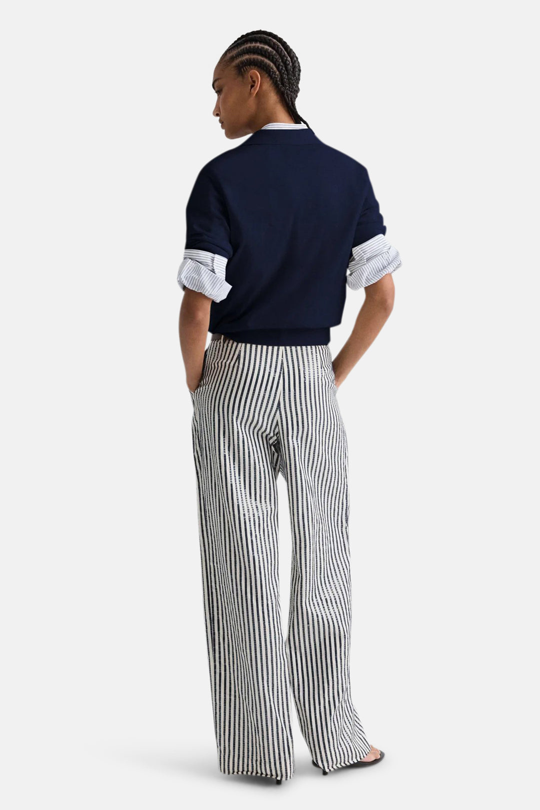 Sulli Trouser in Clear Sequin Indigo/White