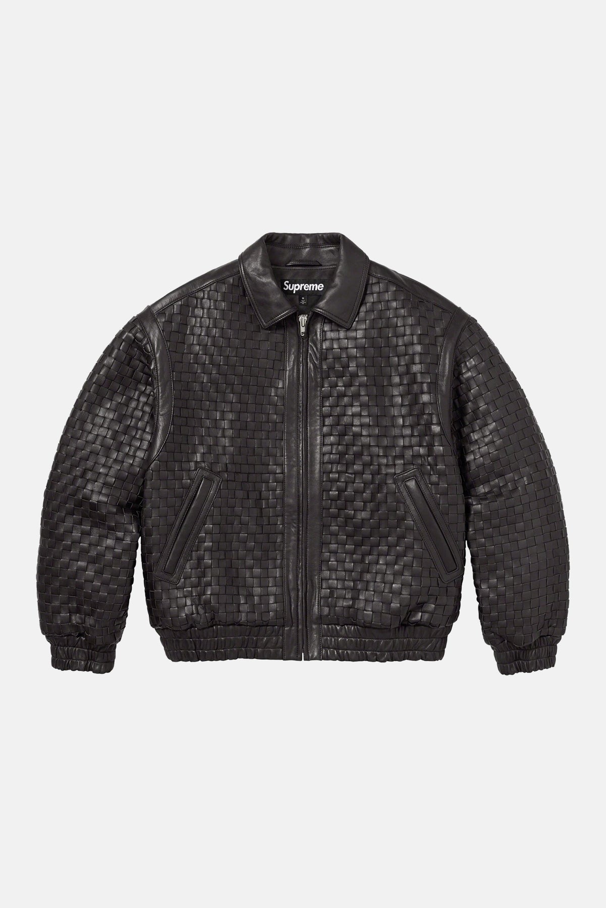 Supreme Woven Leather Varsity Jacket Black – blueandcream