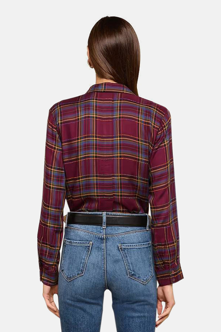 Suzette Hi Low Shirt Dark Plum Multi Plaid