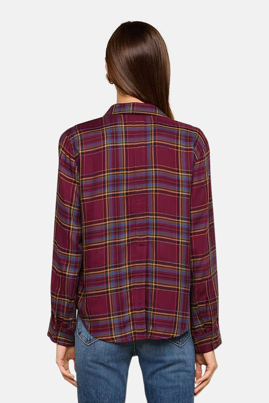 Suzette Hi Low Shirt Dark Plum Multi Plaid