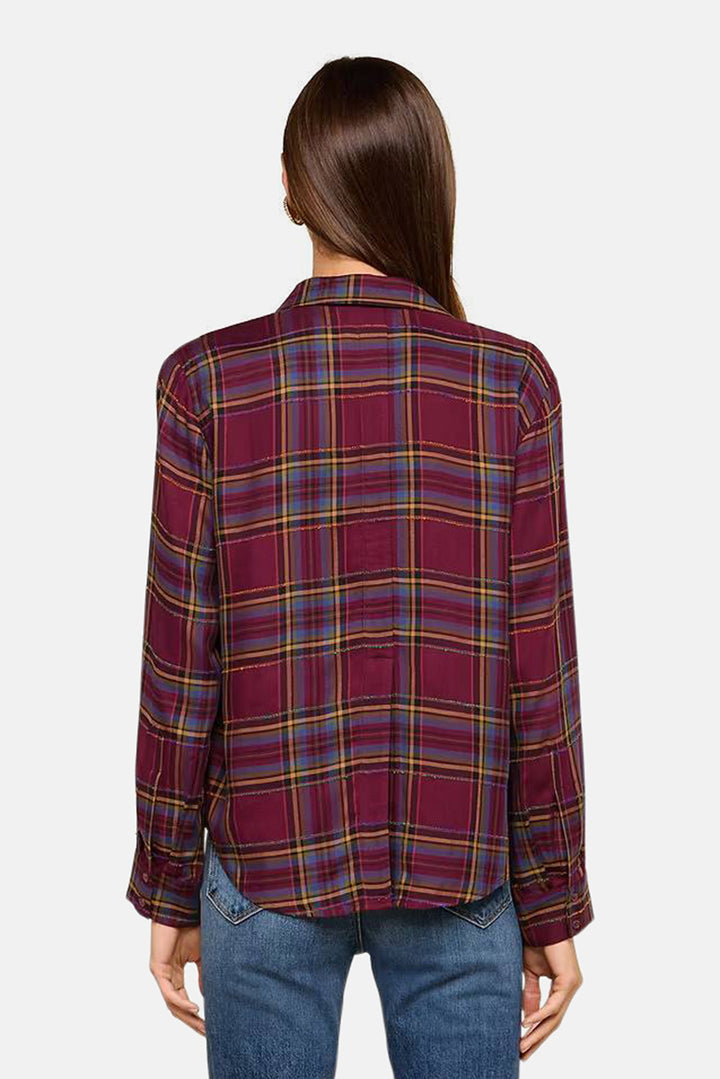 Suzette Hi Low Shirt Dark Plum Multi Plaid